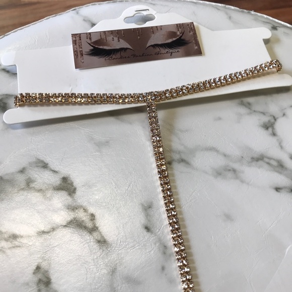 ‼️ Cleavage Diamond Rhinestone T Chain Necklace - Picture 2 of 7